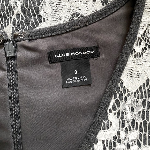 CLUB MONACO | Ashby Lace Overlay Wool White/Gray Fit & Flare Mini Dress Size 0 - Picture 9 of 11